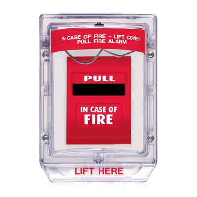 [40092] Cubierta Protectora Serie Stopper II® De Policarbonato, Montaje Empotrado, Texto en Inglés 