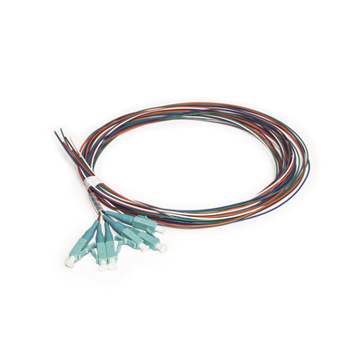 [183592] Kit de 6 Pigtails LC Multimodo OM3 50/125, conectores aqua, 2 metros