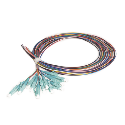 [183591] Kit de 12 Pigtails LC Multimodo OM3 50/125, conectores aqua, 2 metros
