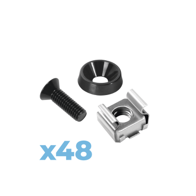 [212512] Juego de 48 Tornillos con 48 Arandelas y 48 Tuercas Enjauladas para Rack LINKED PRO.