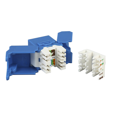 [208589] Módulo Jack Keystone Cat6A (toolless), con terminación en ángulo 180 º Color Azul, Compatible con Faceplate y Patchpanel Linkedpro