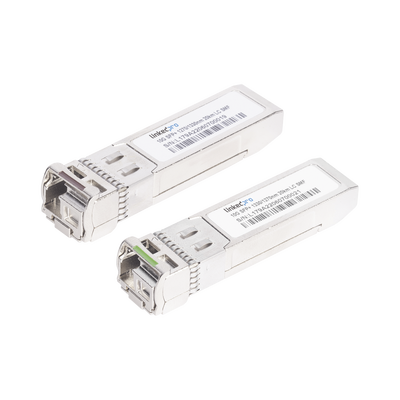 [211889] Transceptores Bidireccionales SFP+ (Mini-Gbic) / Monomodo / 10 Gbps de velocidad / Conector LC / Hasta 20 km de Distancia / 2 Piezas