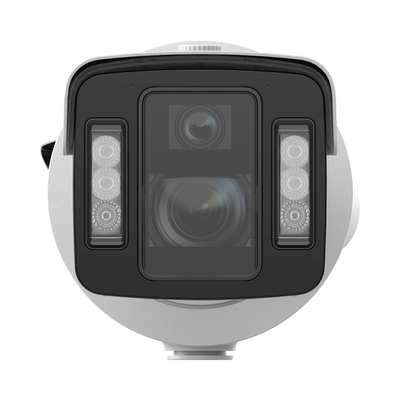 [215085] [TandemVu] Bala IP Dual 4 Megapixel (2 Lentes) / Lente Fijo (4 mm / ColorVu) y Lente Mot. (5 a 20 mm / DarkFighter X) / Luz Dual (IR y Luz Blanca) / IP67 / IK10 / Reconocimiento Facial / ACUSENSE / WDR 140 dB / DeepinView / Búsqueda por Atributos