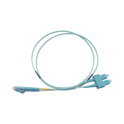 [207486] Jumper de Fibra Óptica Multimodo OM3 50/125 LC-SC OFNR (Riser), 2.0 mm, Dúplex, Aqua, 1 metro