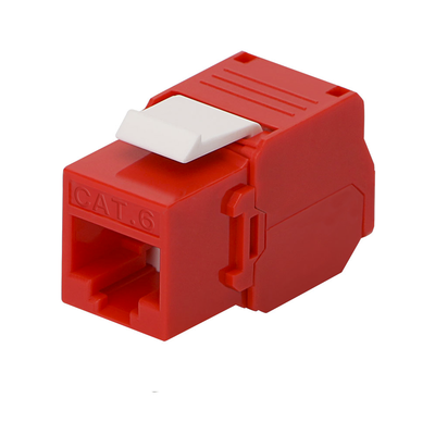 [208579] Módulo Jack Keystone Cat6 (toolless), con terminación en ángulo 180 º Color Rojo, Compatible con Faceplate y Patchpanel Linkedpro