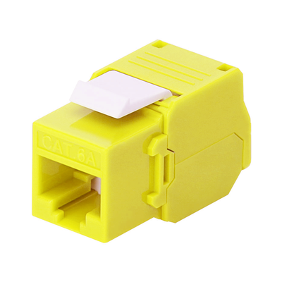 [208591] Módulo Jack Keystone Cat6A (toolless), con terminación en ángulo 180 º Color Amarillo, Compatible con Faceplate y Patchpanel Linkedpro
