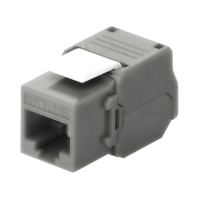 [208484] Módulo Jack Keystone Cat5e (toolless), con terminación en ángulo 180 º Color Gris, Compatible con Faceplate y Patchpanel Linkedpro