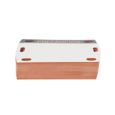 [211045] Etiqueta Autolaminada para Identificación de Fibra Optica Paquete de 25 piezas, Para Uso Interior/Exterior, Dimensiones de 90 x 50 mm, Color Negro con Naranja