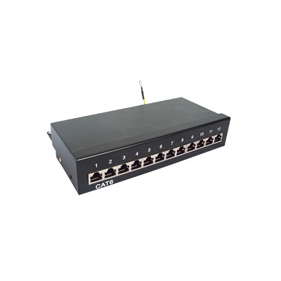 [65983] Panel de parcheo de impacto (110) Blindado (STP) de 12 puertos Cat6, 10in 