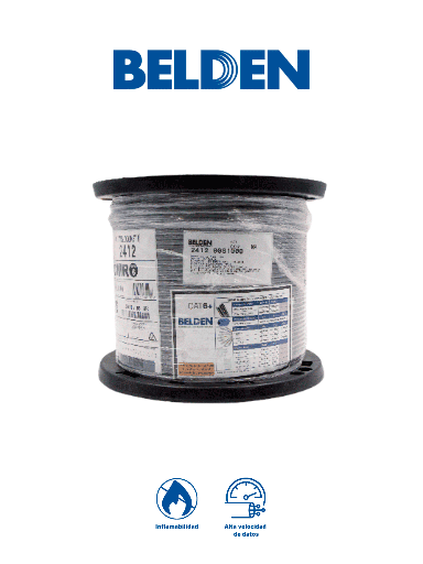 [TVD119013] BELDEN 24120081000 - Cable UTP 100% cobre / Categoria 6+ / IBDN / GIGAFLEX 2412 CMR / Color gris / Bobina de 305  Mts