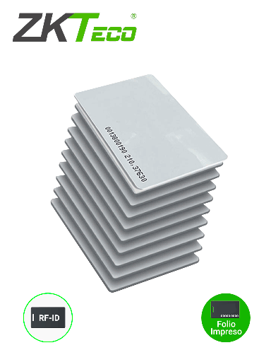 [ZKT0760012] ZKTECO IDCARDN - Paquete con 10 Tarjetas ID con Frecuencia de 125 kHz, 1 mm de Grosor con Folio Impreso