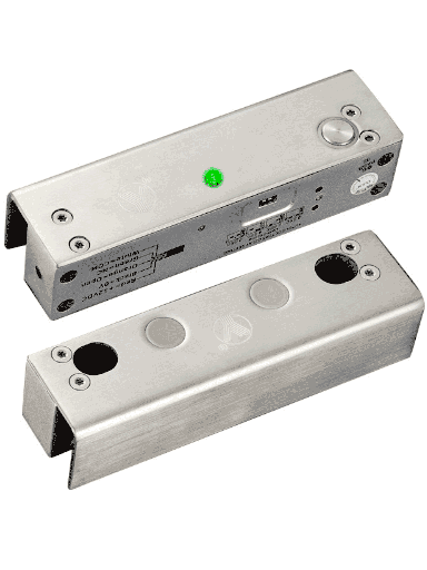 [73038] YLI YB500ULED - Cerradura Eléctrica de perno con led para Puerta de vidrio sin marco / 12 VDC / Retardo de Tiempo ajustable