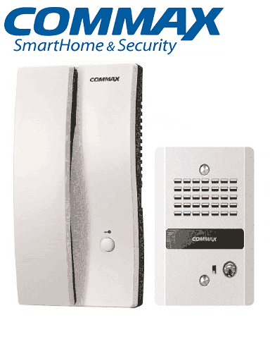 [29043] COMMAX DP2SDR2GN - Kit de interfon con frente de calle y auricular conexión a 2 hilos, conecta equipo extra con clave 29042 cuenta con función para apertura de puerta