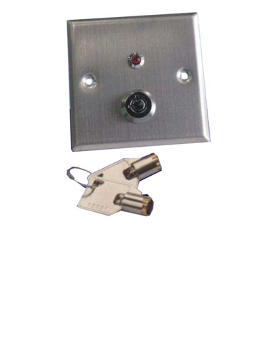 [77342] YLI YKS850LS - Botón liberador con llave / Luz  LED / Acero inoxidable / Resistente al agua /  NC Y NO