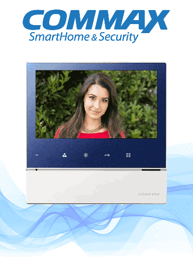 [cmx104063] COMMAX CDV70H2 - Monitor azul y blanco manos libres de 7 pulgadas para videoportero, soporta hasta 2 frentes de calle, función de apertura de puerta