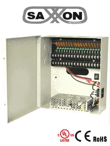 [TVN400023] SAXXON PSU1210D18 - Fuente de Poder de 12 vcd/ 10 Amperes/ Para 18 Camaras/ 0.55 Amperes por Canal/ Protección contra Sobrecargas/ Certificación UL/