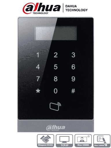 [DVP139001] DAHUA ASI1201A-D- Teclado Touch para Control de Acceso con Pantalla LCD/ Lectora de Tarjetas ID/ Funcion Independiente/ 30,000 Usuarios/ 150,000 Registros/ Desbloqueo con Password y/o Tarjetas/ TCP/IP/ RS-485 y Wiegand/ Anti-passback/  