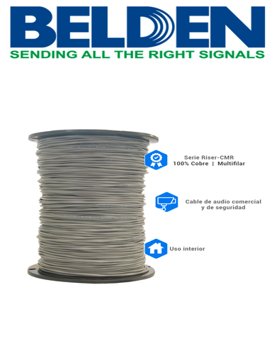 [TVD416004] BELDEN 5300UE0081000 - Cable de alarma/ 2 Conductores / Calibre 18 AWG/ 305 Metros / Recomendable para control de acceso / Videoportero / Audio/ COLOR GRIS