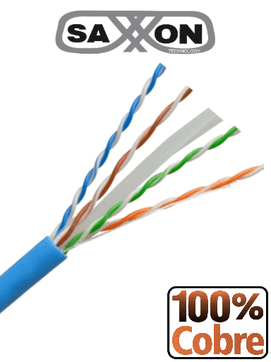 [TVD119019] SAXXON OUTP6COP305B - Bobina de Cable UTP Cat6 100% Cobre/ 305 Metros/ Bobinado REELEX /Color Azul/ Uso Interior/ Soporta Pruebas de Rendimiento/ Cert ISO9001/ UL 444/ RoSH/ ANSI/ TIA/ EI/ Ideal para Cableado de Redes de Datos y Video/