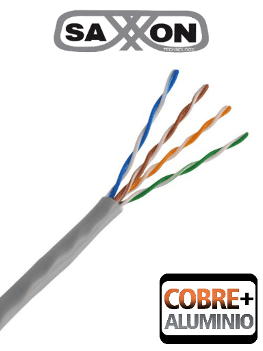 [TVD119024] SAXXON OUTP5ECCA100G- Bobina de Cable UTP Cat5e/ 100 Metros/ CCA/ Color Gris/ Uso Interior/ Cert ISO9001/ UL 444/ RoSH/ ANSI/ TIA/ EI-568B
