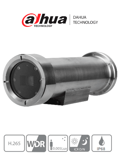 [DAI112001] DAHUA EPC230U - Cámara IP Antiexplosión Resolución de 2 MP/ Lente Mot. 4.5 a 135mm/ ∢ 67.8°-2.4°/ 30x de Zoom/ IR 100 mts/ IA WizMind/ Starlight/ Hi-PoE/ WDR/ H.265+/ IP68/ E&S Alarma/ E&S Audio/ Acero Inoxidable 304