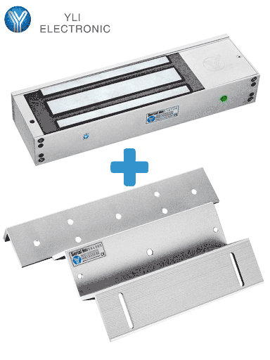 [YLI069040] YLI YM750TPACK - Paquete de Cerradura Magnética YM750TLED con Soporte ZL MBK750ZL / Fuerza de Sujeción 750 Kg, 1500LB / Voltaje dual 12v/24VDC