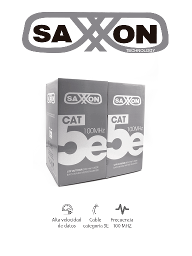 [TVD119047] SAXXON OUTPCAT5ECOPEXT - Bobina de Cable UTP Cat5e 100% Cobre/ 305 Metros/ Exterior con Doble Forro/ Color Negro/ Ideal para Cableado de Redes de Datos y Video/ 