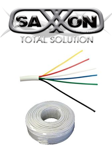 [TVD416023] SAXXON OWAC6100J - Cable de alarma / 6 Conductores / CCA/ Calibre 22  AWG / 100 Metros / Recomendable para control de acceso / Videoportero / Audio / Reforzado