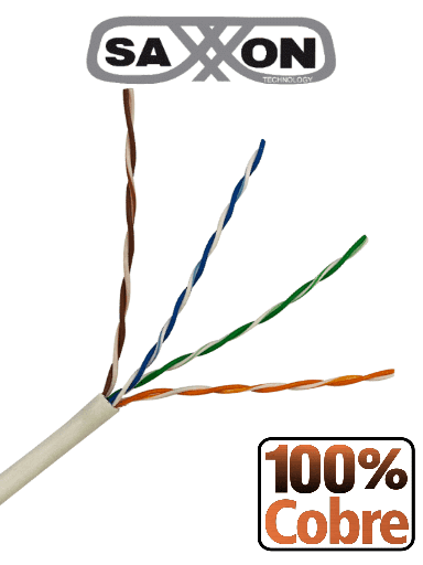 [TVD119096] SAXXON OUTP6COP305BC - Bobina de Cable UTP Cat6 100% Cobre/ 305 Metros/ Bobinado REELEX / Color Blanco/ Uso Interior/ 4 Pares/ Categoría 6/ Soporta Pruebas de Rendimiento/ UL444/ CERT ISO9001/ RoSH