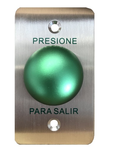 [YLI475001] YLI PBK818A - Botón de salida en acero inoxidable salidas NO y  NC en acabado color verde compatible con caja para instalacion clave 76017