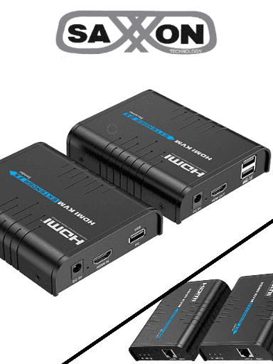 [TVT525005] SAXXON LKV373KVM- Kit Extensor HDMI/KVM para Hasta 120 metros/ Resolución 1080p@60Hz/  Soporta Cableado con CAT 5e y 6/ 30 HZ/ 2 Puertos USB para Conectar Teclado y/o Mouse/ 5 VCD/ Plug and Play/ Punto a Punto o Punto Multipunto con Switch/