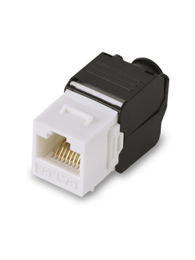 [TCE442030] SAXXON M242C5 - Modulo jack keystone RJ45 / Armado sin herramienta / 8 Hilos / CAT 5E / Compatible con calibres  AWG 22-26 / Color blanco