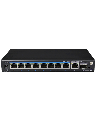 [UGC182009] UTEPO UTP3GSW0802TSP120 - Switch PoE de 10 Puertos/ 8 Puertos  PoE  10/100/1000 Mbps/ 1 Puerto 10/100/1000 Mbps RJ-45/ 1 Puerto SFP 1000 Mbps/ PoE 120 Watts Totales/ Hasta 250m de conexión en modo CCTV/ No administrable 