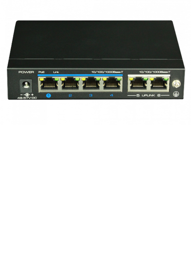 [UGC182010] UTEPO UTP3GSW04TP60 - Switch  Gigabit  PoE / No administrable / 4 Puertos  PoE  Gigabit / 2 Puertos  Gigabit RJ45 / Modo CCTV /  PoE 60  Watts