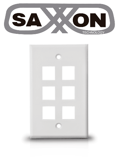 [TCE339082] SAXXON A1756A - Placa de pared / Vertical / 6 Puertos tipo keystone / Color blanco