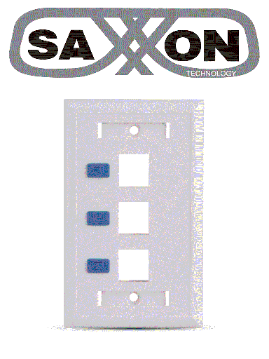 [TCE441024] SAXXON A1753E - Placa de pared / Vertical / 3 Puertos tipo keystone / Color blanco / Con etiquetas