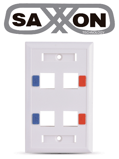 [TCE339085] SAXXON A1754E - Placa de pared / Vertical / 4 Puertos tipo keystone / Color blanco / Con etiquetas