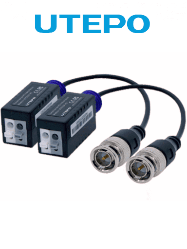 [TVT445032] UTEPO UTP101PHD - Par de transceptores pasivos 4k (Video Baluns) con alcance de 4k hasta 160 metros en CVI, 4 megapíxeles hasta 200 metros, y 1080p hasta 250 metros. Incluyen 2 terminales Push para fácil conexión