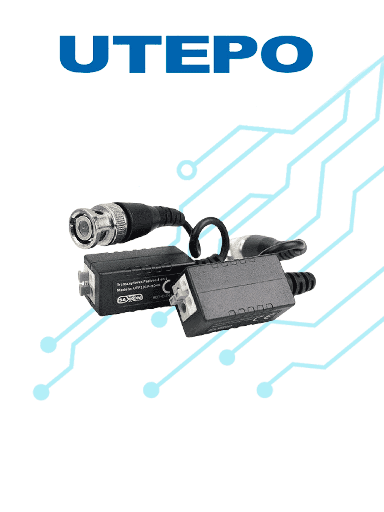 [TVT445035] UTEPO UTP101PHD4B - Par de transceptores pasivos (Video Baluns) soporta 4MP a 200m, 1080p a 250m, 720p a 300m en CVI. Compatible con HDCVI, TVI, AHD y CVBS. Incluye 2 terminales Push para fácil conexión