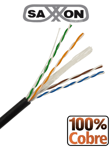 [TVD119173] SAXXON OUTP6COP150NE - Bobina de Cable UTP Cat6 100% Cobre/ 150 Metros/ Uso Exterior/ Cubierta LDPE/ 4 Pares/ Soporta Pruebas de Rendimiento/ Cumple con Estandares ISO / IEC 11801 Ed2; EIA / TIA568B/ UL/  Ideal para Cableado de Redes y Video/