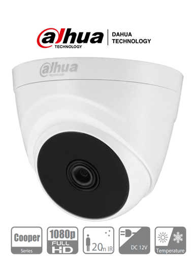 [SCA397013] DAHUA  HAC-T1A21-28 - Cámara Domo con resolución 1080p, lente de 2.8 mm y ángulo de visión de 103°, Smart IR de 20 m para mejor visión nocturna, ideal para interiores. Compatible con los formatos CVI, TVI, AHD y CVBS. #DAHQ1M 
