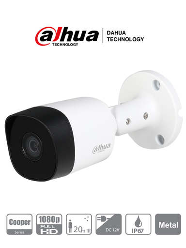 [SCA395014] DAHUA HAC-B2A21 - Camara Bullet HDCVI 1080p/ 720p/  82 Grados de Apertura/ Lente 3.6 mm/ IR de 20 Mts/ IP67/ Metalica/ TVI AHD y CVBS/