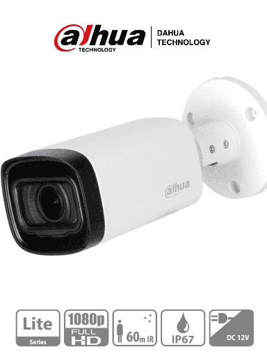 [DAH3990019] DAHUA HAC-HFW1200R-Z-IRE6 - Camara Bullet de 2 Megapixeles/ 1080p/ Lente Motorizado de 2.7 a 12 mm/ IR de 60 Metros/ Metalica/ IP67/ Soporta CVI/CVBS/AHD/TVI/