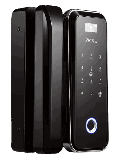 [ZTL0620004] ZK GL300 - Cerradura biometrica para puertas de vidrio / 100 usuarios / Ancho de puerta de 10 a 12 mm / Control remoto / Tarjetas Mifare 13.56 Mhz