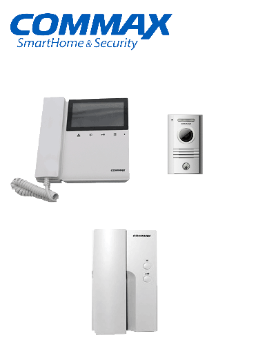 [cmx1040117] COMMAX CDV43K2DRC40KPAQ - Paquete de videoportero que incluye monitor de 4.3 pulgadas,  frente de calle de aluminio y auricular con conexion al monitor, contesta desde el monitor o el auricular/ Monitor y auricular se intercomunican