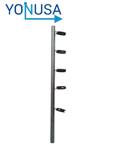 [YON6510002] YONUSA TUBOAP201 - Poste de esquina para cercas eléctricas tubo con 5 aisladores de esquina instalados/ 1.20 mts. listo para instalación en campo