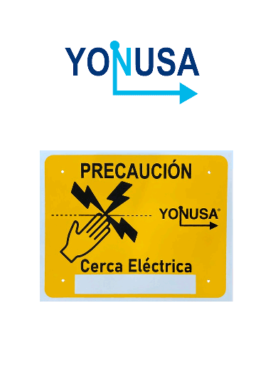[YON6510005] YONUSA LPVOLTAS - Letrero o anuncio genérico preventivo de alta tensión para colocación en cercos eléctricos entre cada 6 a 8 metros/ Espacio para publicidad teléfono, logo o correo de empresa #BFLASH