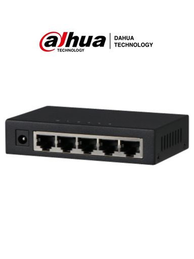 [DRD0950004] DAHUA PFS3005-5GT - Switch Gigabit de 5 Puertos No Administrable/ Capa 2/ 10/100/1000 Base-T/ Carcasa Metalica/ Switching 10G/ Tasa de Reenvio de Paquetes 7.44 Mbps/ Memoria Bufer de Paquetes 1Mb/ Con Proteccion de Descargas/