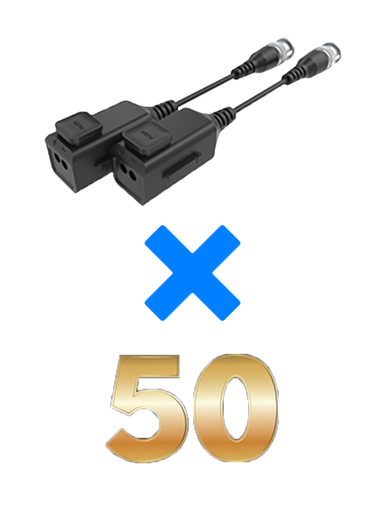 [TVT4450045] UTEPO UTP101PHD6PAK50 - 50 Pares de transceptores pasivos  HD / Diseño para empalmes ordenados / Distancias CVI  720p a 300M /  1080p A 250M / 4 MP A 200M / 4K A 150M
