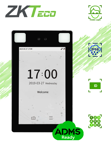 [ZTA0610006] ZKTECO ProFace X- Terminal de Control de Acceso con Reconocimiento Facial/ para Exterior de -30° hasta 60°/ 30,000 Rostros/ 50,000 Tarjetas RFID 125 Khz/ 8 Pulgadas/ IP68/ IK04/ Serie Visible Light/ LICENCIA GRATUITA BIOACCESS ZKT0740006